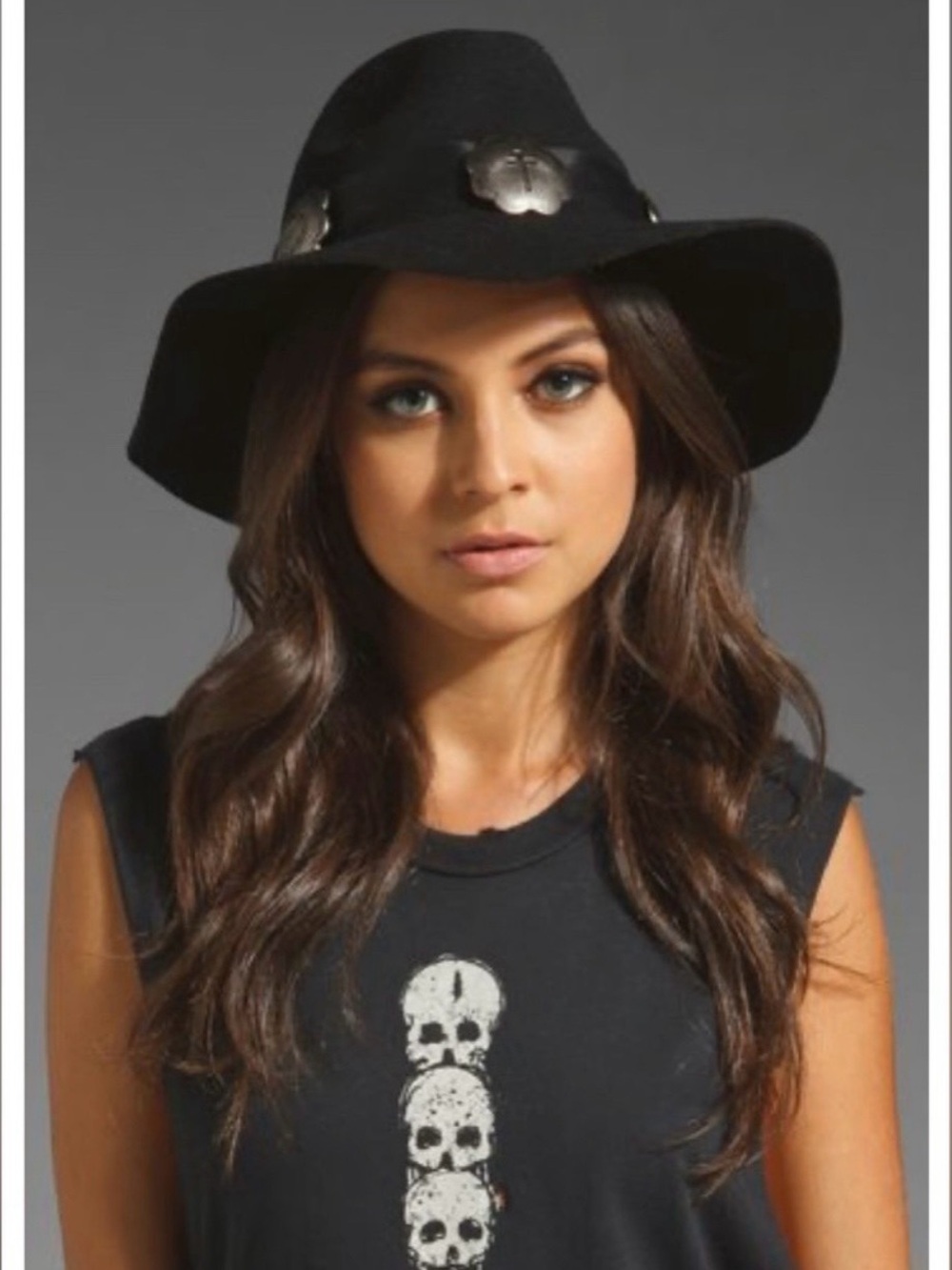 UNIF Black Concho Hat Floppy Brim Rare